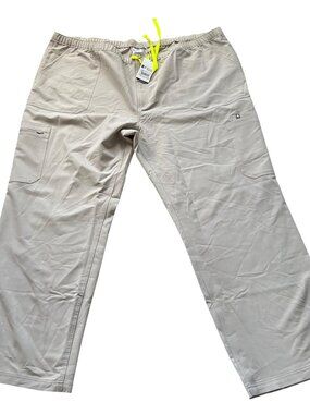 Figs scrub pants Cairo cargo  beige khaki drawstring elastic mens 6XLT tall